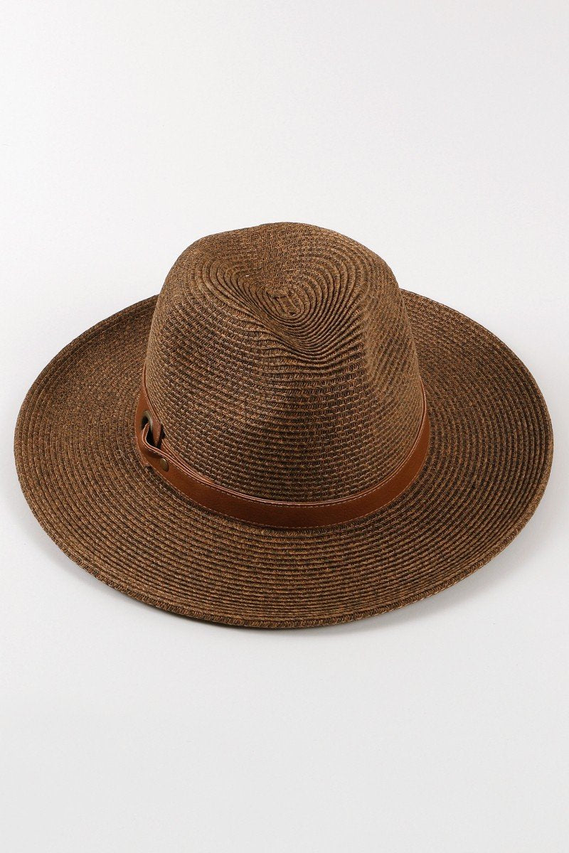 Grommet Leather Strap Panama Hat