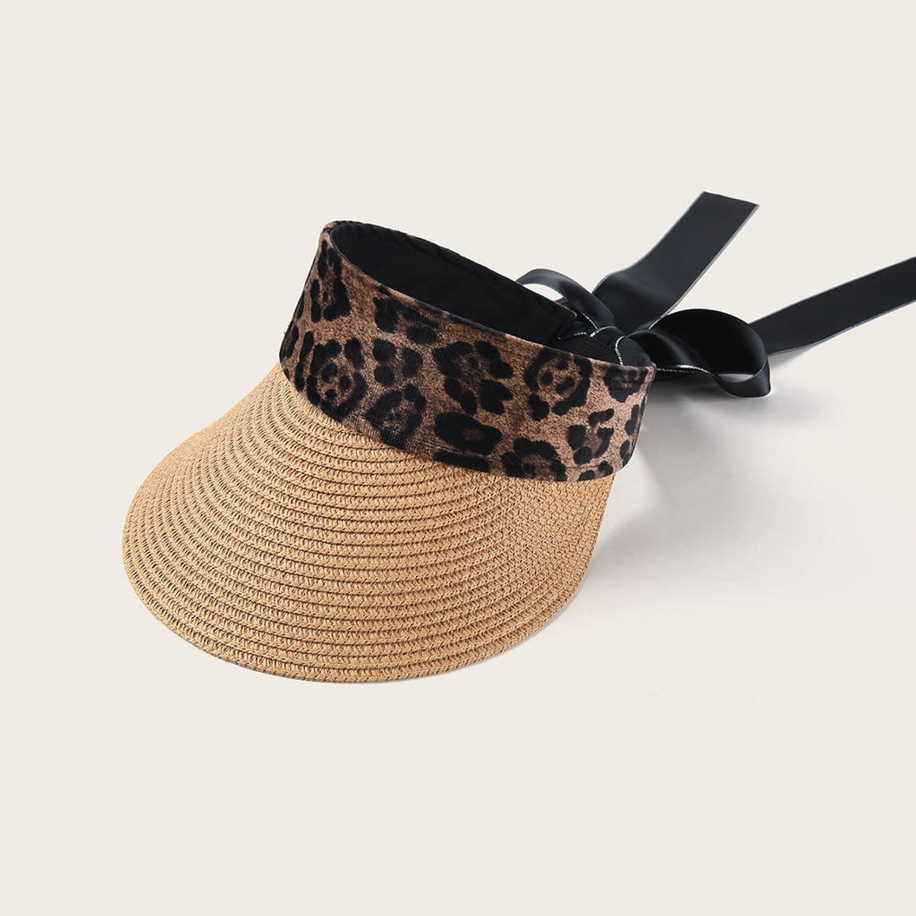 Leopard Pattern Bow Decor Visor Hat