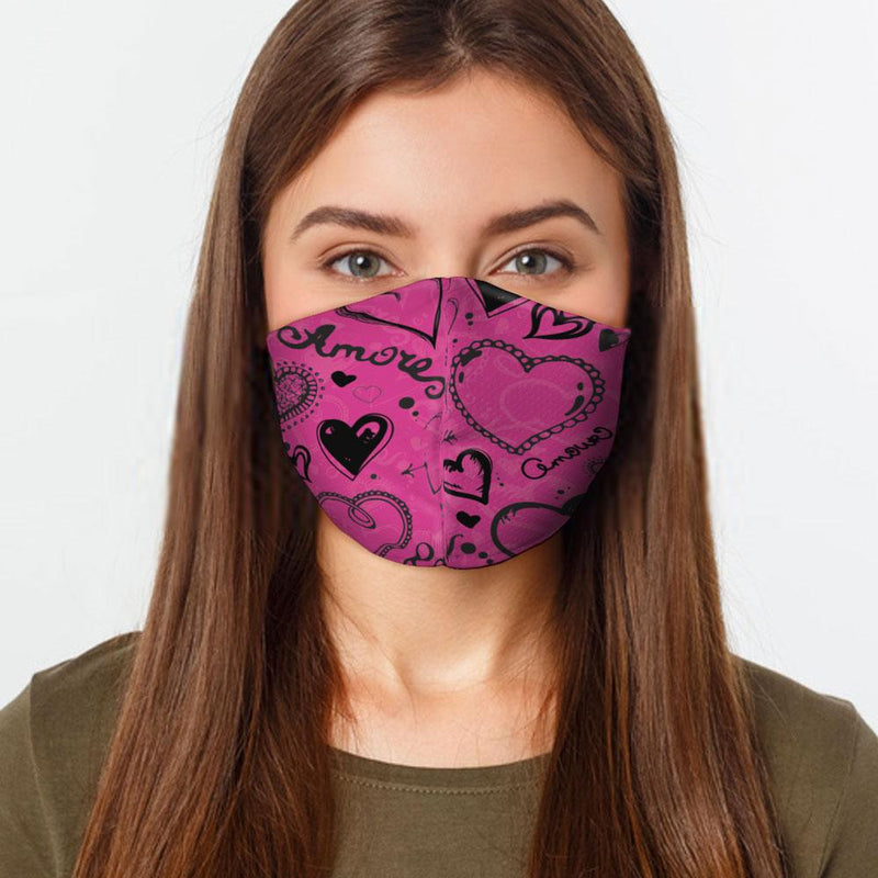 Pink Love Hearts Face Cover