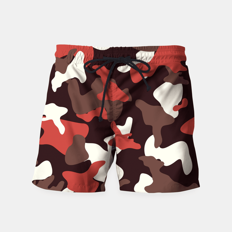 Red Camouflage Army Pattern Swim Shorts