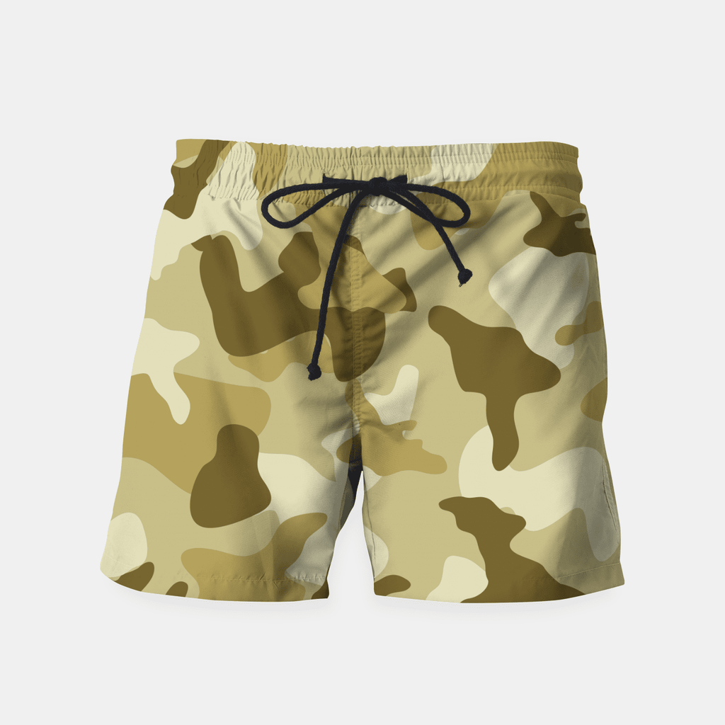 Yellow Sand Camouflage Army Pattern Swim Shorts