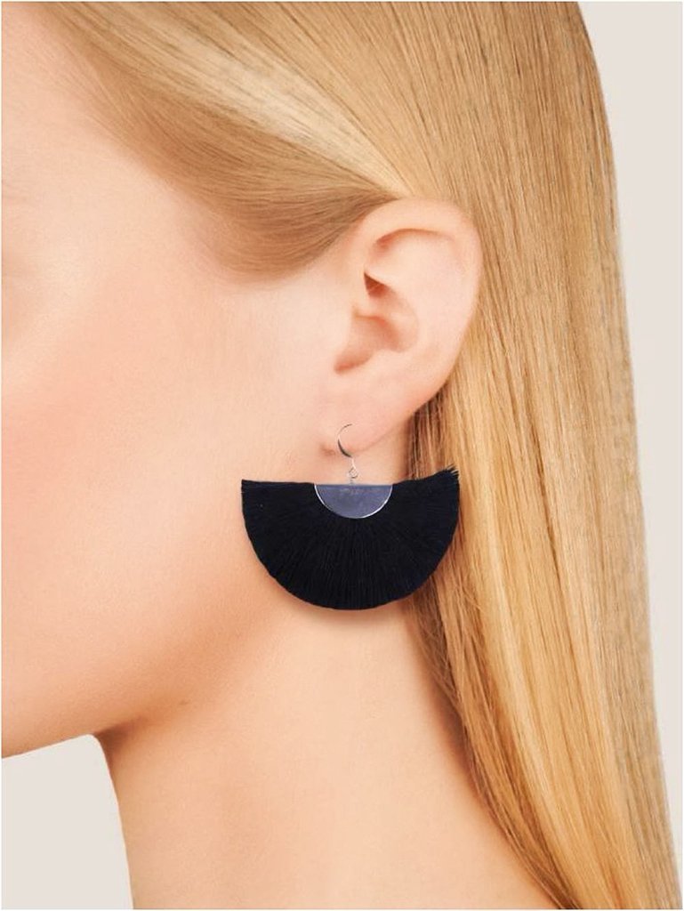Silver Half Moon Fan Earrings