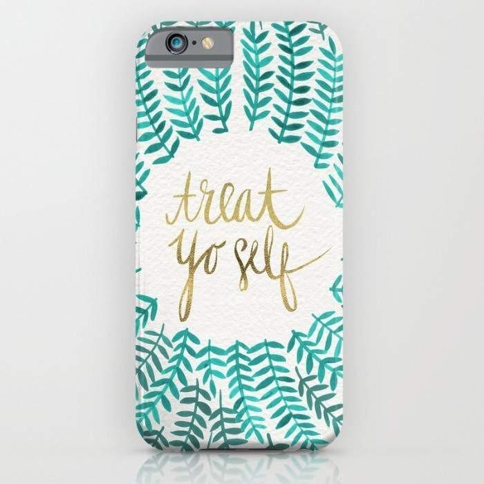 Treat Yo Self – Gold & Turquoise Mobile Cover
